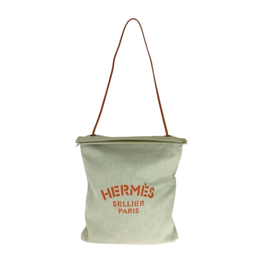 HERMES Aline GM White, Orange, Gold Hardware Canvas Toile Chevron Tote Bag